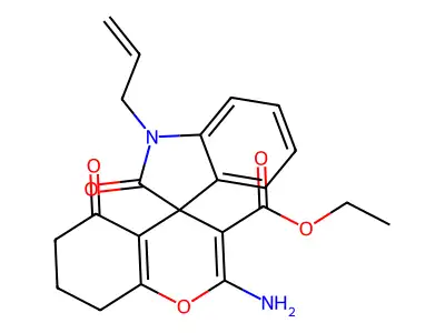 ethyl 2-amino-2',5-dioxo-1'-prop-2-enylspiro[7,8-dihydro-6H-chromene-4,3'-indole]-3-carboxylate structure