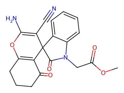 methyl 2-(2-amino-3-cyano-2',5-dioxospiro[7,8-dihydro-6H-chromene-4,3'-indole]-1'-yl)acetate structure