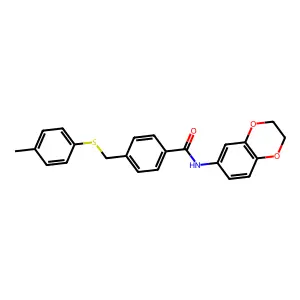 N-(2,3-Dihydrobenzo[b][1,4]dioxin-6-yl)-4-((p-tolylthio)methyl)benzamide structure