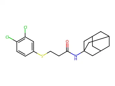 N-(1-adamantyl)-3-(3,4-dichlorophenyl)sulfanylpropanamide structure