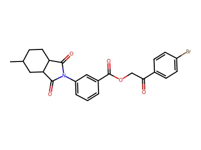 2-(4-bromophenyl)-2-oxoethyl 3-(5-methyl-1,3-dioxooctahydro-2H-isoindol-2-yl)benzoate structure