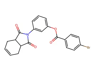 3-(1,3-dioxo-1,3,3a,4,7,7a-hexahydro-2H-isoindol-2-yl)phenyl 4-bromobenzoate structure