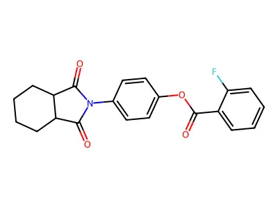 4-(1,3-dioxooctahydro-2H-isoindol-2-yl)phenyl 2-fluorobenzoate structure