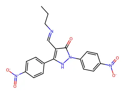 1,2-Dihydro-2,5-bis(4-nitrophenyl)-4-[(propylimino)methyl]-3H-pyrazol-3-one structure