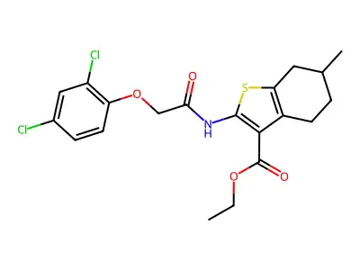 ethyl 2-{[(2,4-dichlorophenoxy)acetyl]amino}-6-methyl-4,5,6,7-tetrahydro-1-benzothiophene-3-carboxylate structure