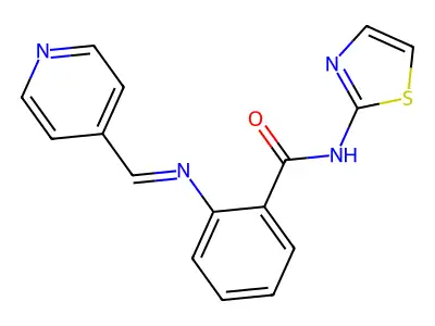 2-(pyridin-4-ylmethylideneamino)-N-(1,3-thiazol-2-yl)benzamide structure