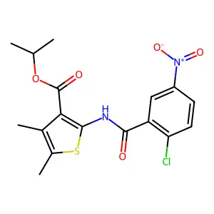 Isopropyl 2-({2-chloro-5-nitrobenzoyl}amino)-4,5-dimethyl-3-thiophenecarboxylate structure