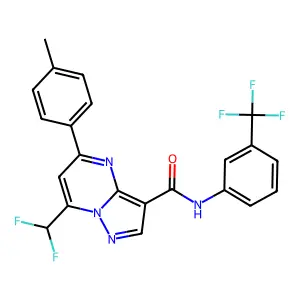 7-(difluoromethyl)-5-(4-methylphenyl)-N-[3-(trifluoromethyl)phenyl]pyrazolo[1,5-a]pyrimidine-3-carboxamide structure