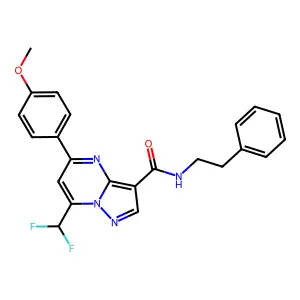 7-(difluoromethyl)-5-(4-methoxyphenyl)-N-(2-phenylethyl)pyrazolo[1,5-a]pyrimidine-3-carboxamide structure