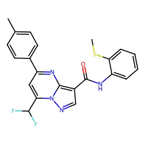 7-(difluoromethyl)-5-(4-methylphenyl)-N-[2-(methylsulfanyl)phenyl]pyrazolo[1,5-a]pyrimidine-3-carboxamide structure