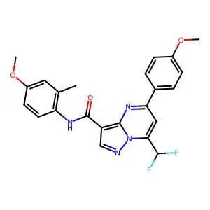7-(difluoromethyl)-N-(4-methoxy-2-methylphenyl)-5-(4-methoxyphenyl)pyrazolo[1,5-a]pyrimidine-3-carboxamide structure