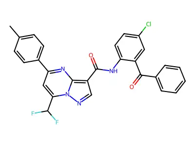 N-(2-benzoyl-4-chlorophenyl)-7-(difluoromethyl)-5-(4-methylphenyl)pyrazolo[1,5-a]pyrimidine-3-carboxamide structure
