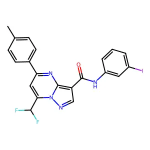 7-(difluoromethyl)-N-(3-iodophenyl)-5-(4-methylphenyl)pyrazolo[1,5-a]pyrimidine-3-carboxamide structure