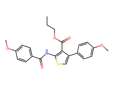 Propyl 2-[(4-methoxybenzoyl)amino]-4-(4-methoxyphenyl)-3-thiophenecarboxylate structure