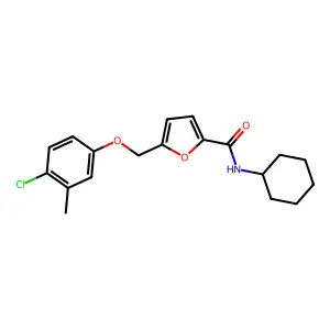 5-[(4-chloro-3-methylphenoxy)methyl]-N-cyclohexylfuran-2-carboxamide structure