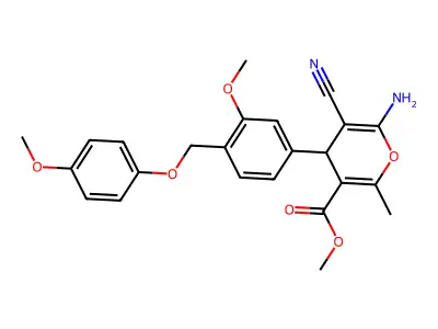 methyl 6-amino-5-cyano-4-{3-methoxy-4-[(4-methoxyphenoxy)methyl]phenyl}-2-methyl-4H-pyran-3-carboxylate structure