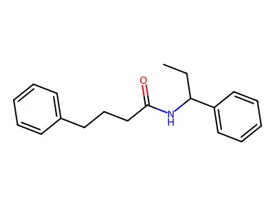 4-phenyl-N-(1-phenylpropyl)butanamide structure