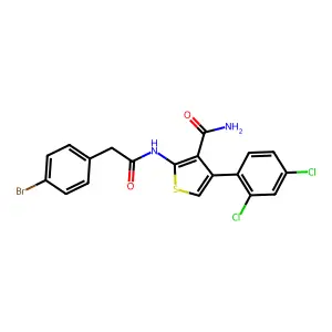 2-{[(4-Bromophenyl)acetyl]amino}-4-(2,4-dichlorophenyl)-3-thiophenecarboxamide structure