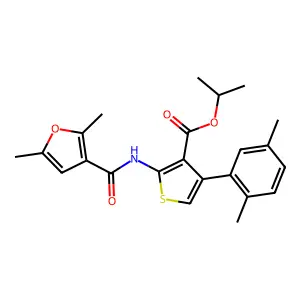 Isopropyl 2-(2,5-dimethylfuran-3-carboxamido)-4-(2,5-dimethylphenyl)thiophene-3-carboxylate structure
