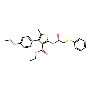 ethyl 4-(4-ethoxyphenyl)-5-methyl-2-[(2-phenylsulfanylacetyl)amino]thiophene-3-carboxylate structure