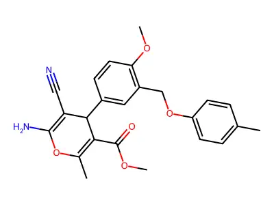 methyl 6-amino-5-cyano-4-{4-methoxy-3-[(4-methylphenoxy)methyl]phenyl}-2-methyl-4H-pyran-3-carboxylate structure