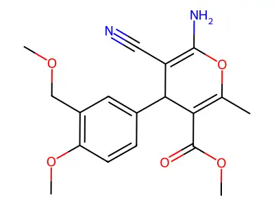 methyl 6-amino-5-cyano-4-[4-methoxy-3-(methoxymethyl)phenyl]-2-methyl-4H-pyran-3-carboxylate structure