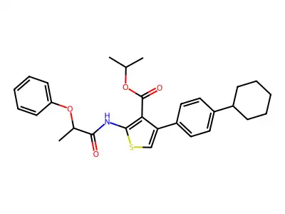 1-Methylethyl 4-(4-cyclohexylphenyl)-2-[(1-oxo-2-phenoxypropyl)amino]-3-thiophenecarboxylate structure