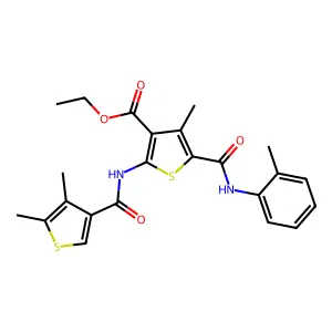 ethyl 2-[(4,5-dimethylthiophene-3-carbonyl)amino]-4-methyl-5-[(2-methylphenyl)carbamoyl]thiophene-3-carboxylate structure