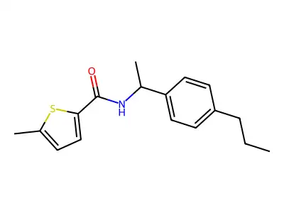 5-methyl-N-[1-(4-propylphenyl)ethyl]thiophene-2-carboxamide structure