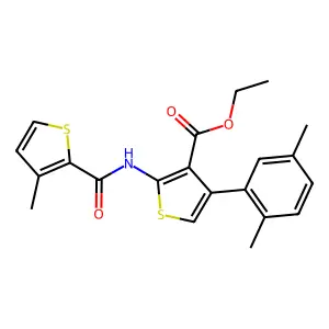 ethyl 4-(2,5-dimethylphenyl)-2-[(3-methylthiophene-2-carbonyl)amino]thiophene-3-carboxylate structure