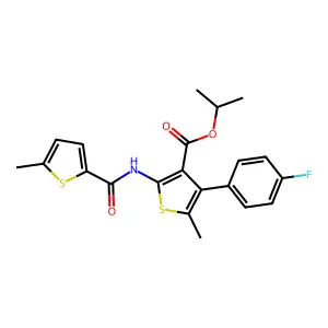 isopropyl 4-(4-fluorophenyl)-5-methyl-2-{[(5-methyl-2-thienyl)carbonyl]amino}-3-thiophenecarboxylate structure