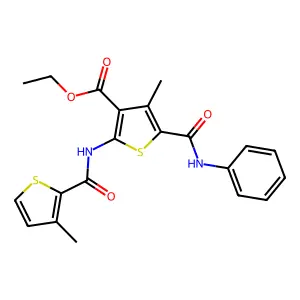 ethyl 4-methyl-2-[(3-methylthiophene-2-carbonyl)amino]-5-(phenylcarbamoyl)thiophene-3-carboxylate structure