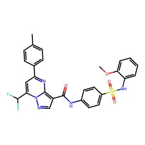 7-(difluoromethyl)-N-[4-[(2-methoxyphenyl)sulfamoyl]phenyl]-5-(4-methylphenyl)pyrazolo[1,5-a]pyrimidine-3-carboxamide structure