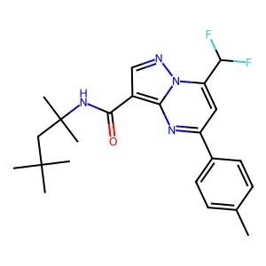 7-(difluoromethyl)-5-(4-methylphenyl)-N-(2,4,4-trimethylpentan-2-yl)pyrazolo[1,5-a]pyrimidine-3-carboxamide structure