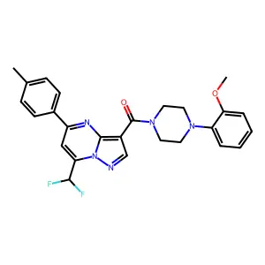 [7-(difluoromethyl)-5-(4-methylphenyl)pyrazolo[1,5-a]pyrimidin-3-yl]-[4-(2-methoxyphenyl)piperazin-1-yl]methanone structure