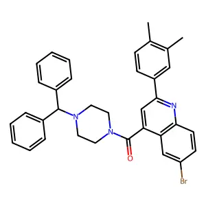 (4-benzhydrylpiperazin-1-yl)-[6-bromo-2-(3,4-dimethylphenyl)quinolin-4-yl]methanone structure