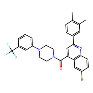 [6-bromo-2-(3,4-dimethylphenyl)quinolin-4-yl]-[4-[3-(trifluoromethyl)phenyl]piperazin-1-yl]methanone structure