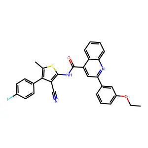 N-[3-cyano-4-(4-fluorophenyl)-5-methylthiophen-2-yl]-2-(3-ethoxyphenyl)quinoline-4-carboxamide structure