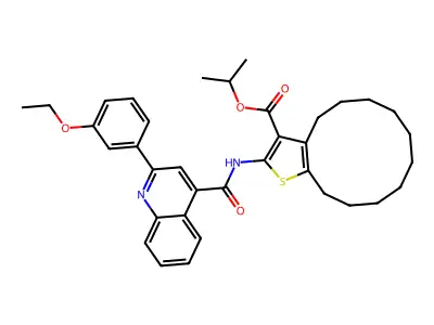 isopropyl 2-({[2-(3-ethoxyphenyl)-4-quinolinyl]carbonyl}amino)-4,5,6,7,8,9,10,11,12,13-decahydrocyclododeca[b]thiophene-3-carboxylate structure