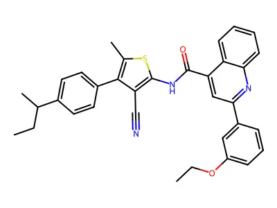 N-[4-(4-butan-2-ylphenyl)-3-cyano-5-methylthiophen-2-yl]-2-(3-ethoxyphenyl)quinoline-4-carboxamide structure