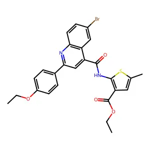 ethyl 2-({[6-bromo-2-(4-ethoxyphenyl)-4-quinolinyl]carbonyl}amino)-5-methyl-3-thiophenecarboxylate structure