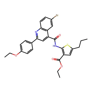 ethyl 2-({[6-bromo-2-(4-ethoxyphenyl)-4-quinolinyl]carbonyl}amino)-5-propyl-3-thiophenecarboxylate structure