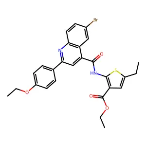 ethyl 2-({[6-bromo-2-(4-ethoxyphenyl)-4-quinolinyl]carbonyl}amino)-5-ethyl-3-thiophenecarboxylate structure