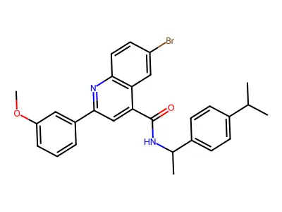 6-bromo-2-(3-methoxyphenyl)-N-[1-(4-propan-2-ylphenyl)ethyl]quinoline-4-carboxamide structure