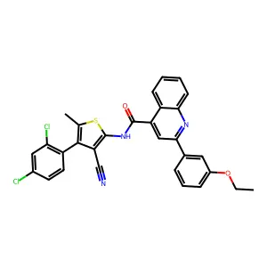 N-[3-cyano-4-(2,4-dichlorophenyl)-5-methylthiophen-2-yl]-2-(3-ethoxyphenyl)quinoline-4-carboxamide structure