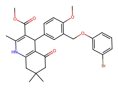 methyl 4-{3-[(3-bromophenoxy)methyl]-4-methoxyphenyl}-2,7,7-trimethyl-5-oxo-1,4,5,6,7,8-hexahydro-3-quinolinecarboxylate structure