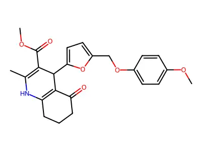 methyl 4-{5-[(4-methoxyphenoxy)methyl]-2-furyl}-2-methyl-5-oxo-1,4,5,6,7,8-hexahydro-3-quinolinecarboxylate structure