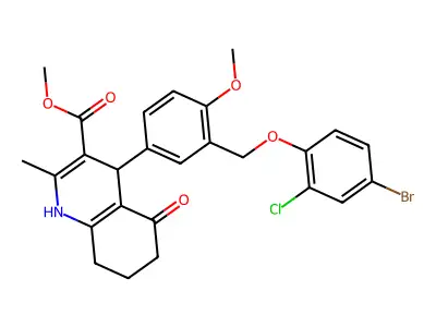 methyl 4-{3-[(4-bromo-2-chlorophenoxy)methyl]-4-methoxyphenyl}-2-methyl-5-oxo-1,4,5,6,7,8-hexahydro-3-quinolinecarboxylate structure