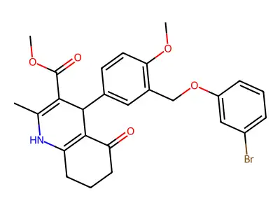 methyl 4-{3-[(3-bromophenoxy)methyl]-4-methoxyphenyl}-2-methyl-5-oxo-1,4,5,6,7,8-hexahydro-3-quinolinecarboxylate structure