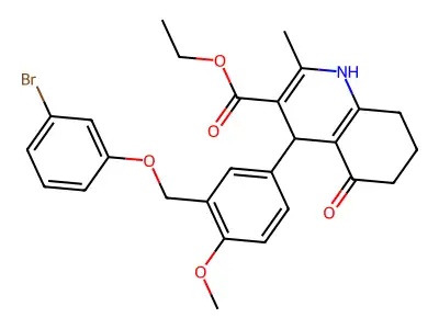 ethyl 4-{3-[(3-bromophenoxy)methyl]-4-methoxyphenyl}-2-methyl-5-oxo-1,4,5,6,7,8-hexahydro-3-quinolinecarboxylate structure